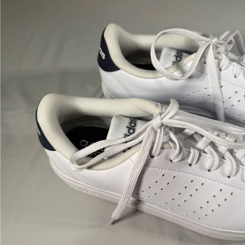 Adidas Advantage White Navy Womens 9 Cloudfoam Sneaker‎